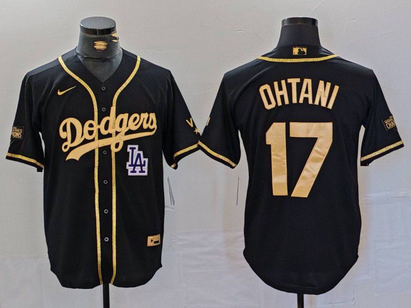 Men Los Angeles Dodgers #17 Ohtani Black gold Fashion Nike Game MLB Jersey style 7065->los angeles dodgers->MLB Jersey